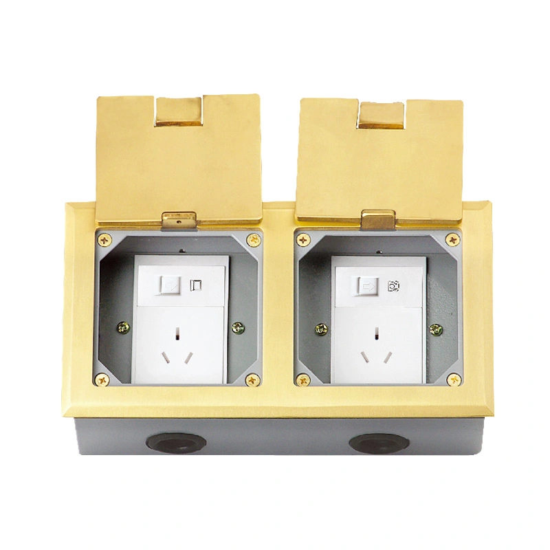 Double Door Open Cover Floor Socket 8 Module Capacity